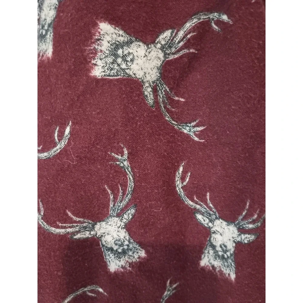 Blue Mountain Mens 2XL Pajama Pants Flannel Burgundy Deer Buck Antler Lounge...